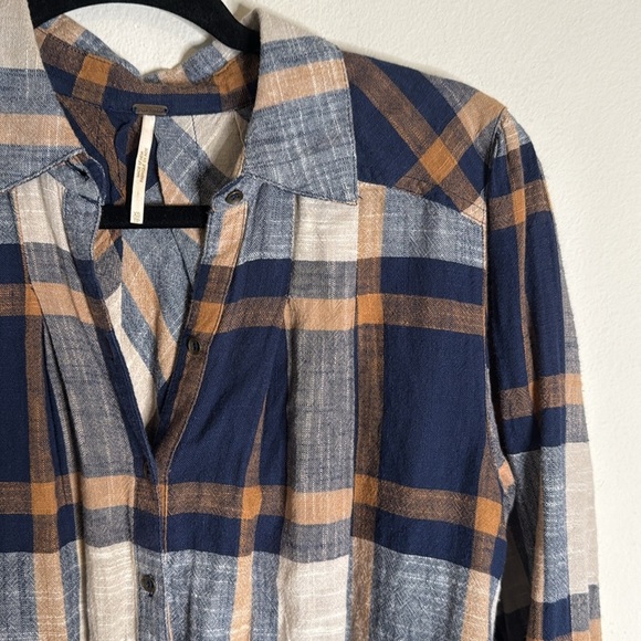 Free People Peppy Plaid Oversized Button Down Shirt Size XS Cabincore - Picture 4 of 8